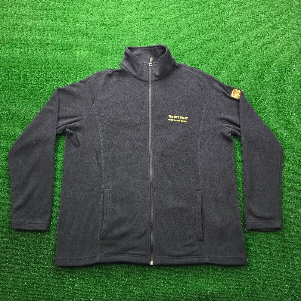 The UPS Store Employee Fleece Jacket Mens XL Black Full Zip Uniform Work Wear